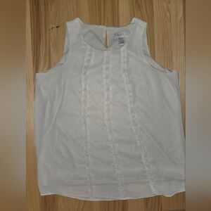 LOFT Ivory Sleeveless Blouse with Dotted Texture